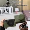 Vintage PU Leather Camera Bag Half Body Protective Cover with Strap for GR IIIx GR III GRIII GR3 Enhanced Grip Soft Lining 1Celsius4 Inch Thread Hole