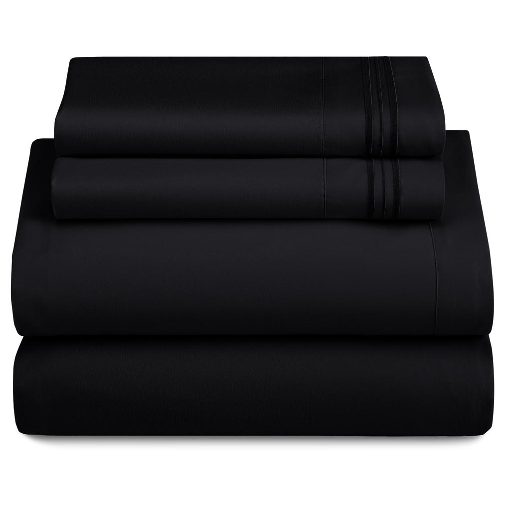 4-piece set of solid-colored bed sheets - 1801 series fashionable and comfortable bedding set