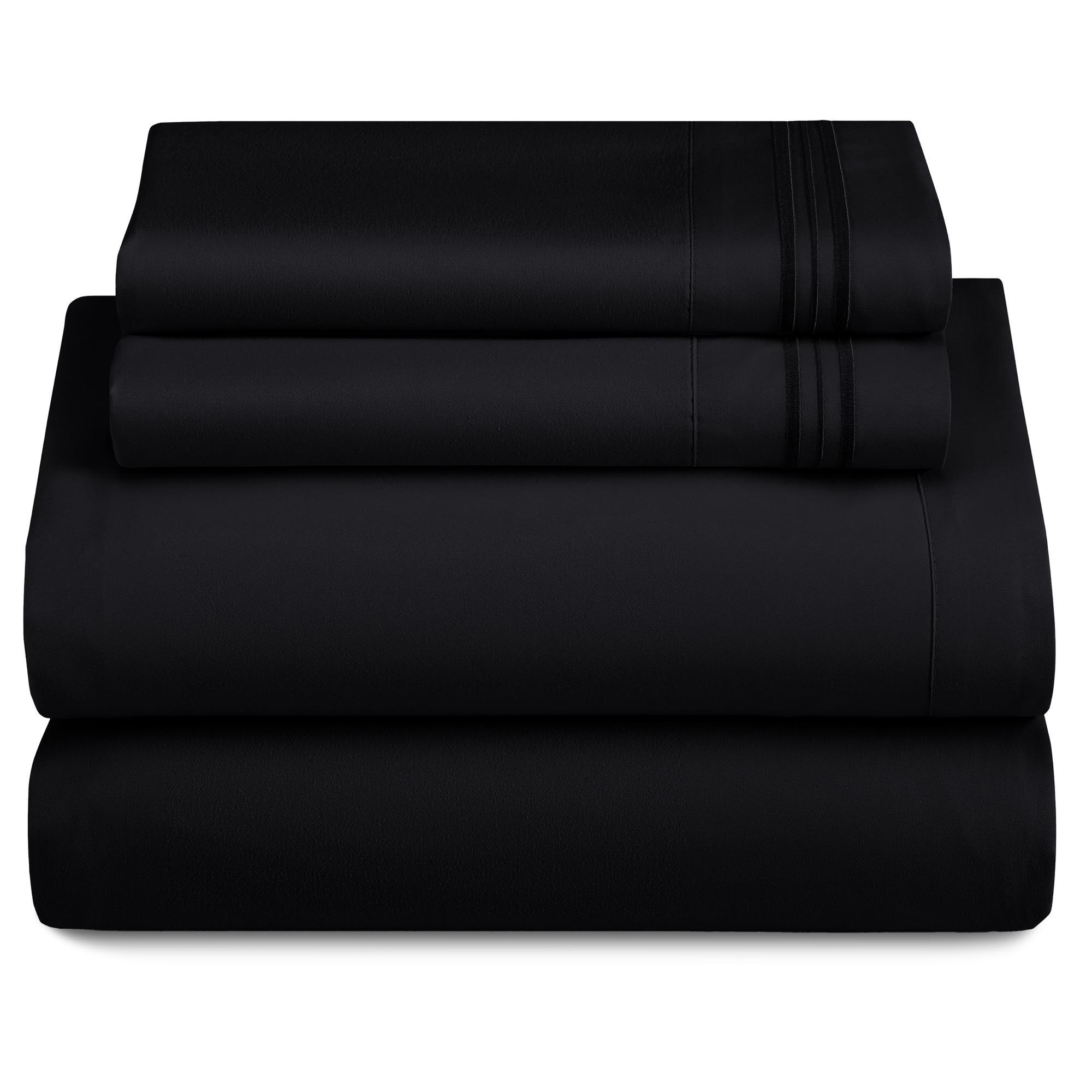 

4-piece set of solid-colored bed sheets - 1801 series fashionable and comfortable bedding set чорний