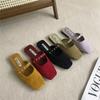 Bailamos Women Flat Slippers Square Toe Sandals Half Mules Slippers Slides Women Simple Slippers Comfortable Office Mule Shoes M