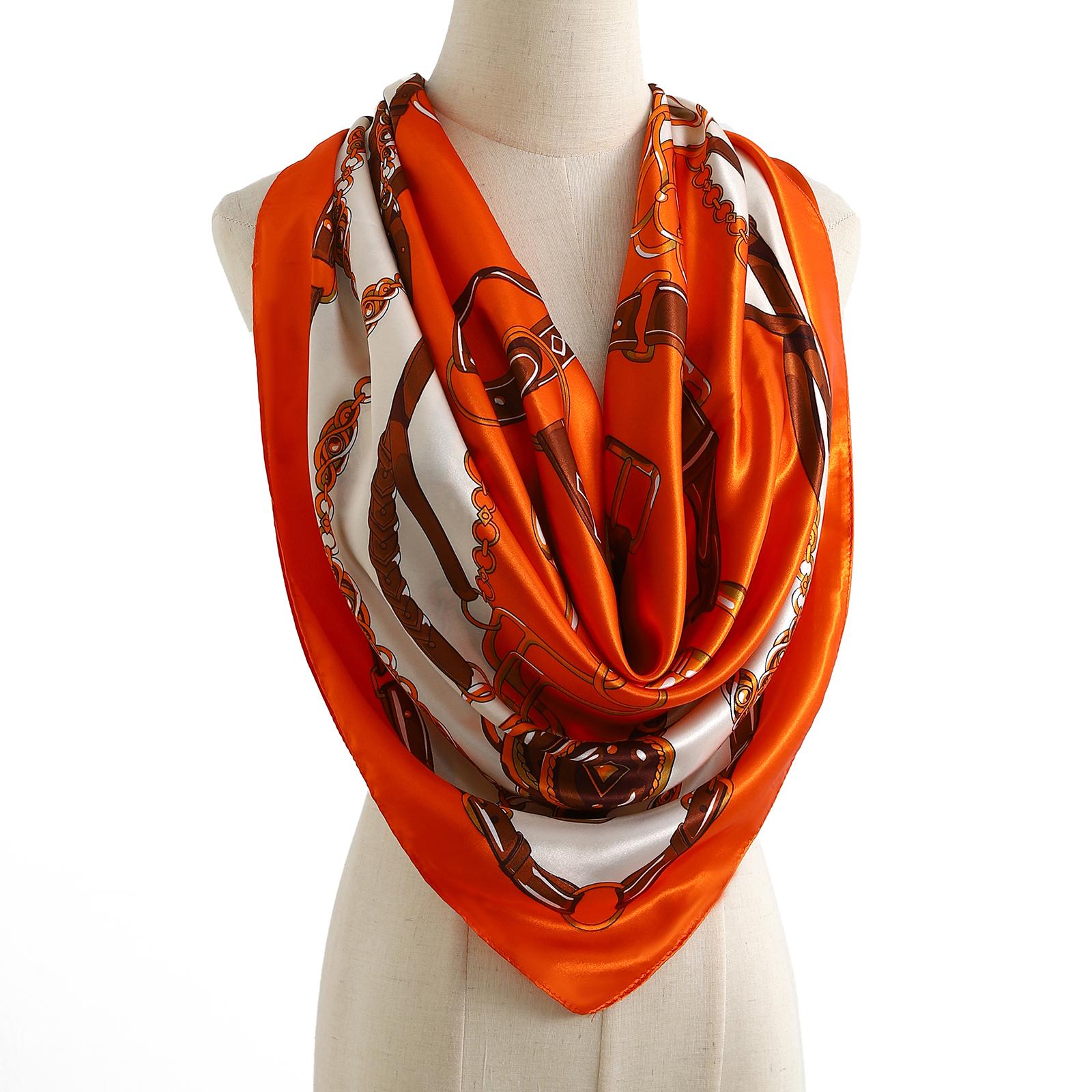 

Модный квадратный шелковый платок Женский головной убор 90*90см Принт Шейные платки Офисная повязка для волос Носовой платок Женская бандана Головной убор 90X90CM