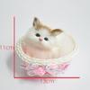 Lifelike Screaming Sound Cat In Basket Plush Doll Kids Toy Home Car Decoration
