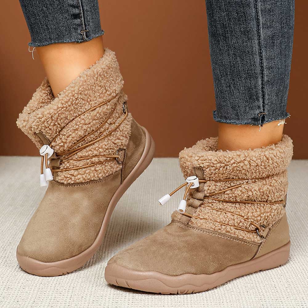 Women's New Autumn and Winter Fashion Snow Boots Comfortable Soft-Soled Fleece-Lined Casual Plush Short Boots for Young Girls