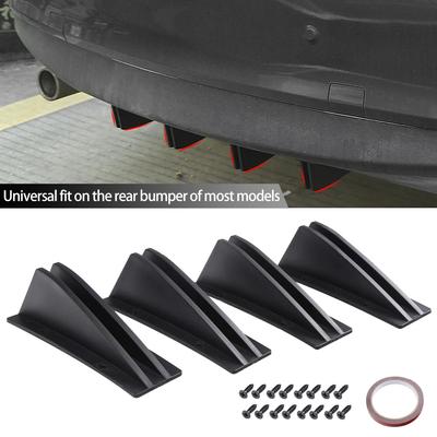 4Pcs/Set Car Rear Bumper Strip Lip Dual Spoiler Diffuser Splitter Scratch Protector Anti-collision Protection