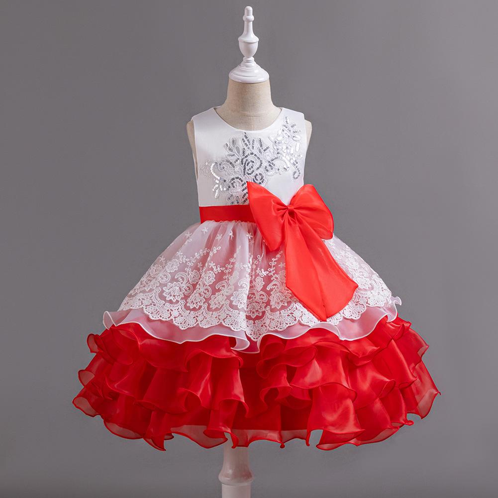 Girls' Dresses Skirts Bowknot Flower Girl Wedding Evening Dresses Birthday Party Puffy Dresses Programme Performance Dresses  Girl's Favourite Dress