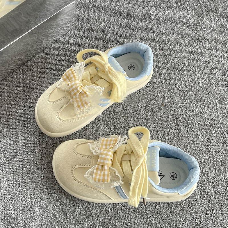 Guochao Niche Ugly Cute Bow Board Shoes Women's Autumn New Campus Style Versatile Student Casual Shoes