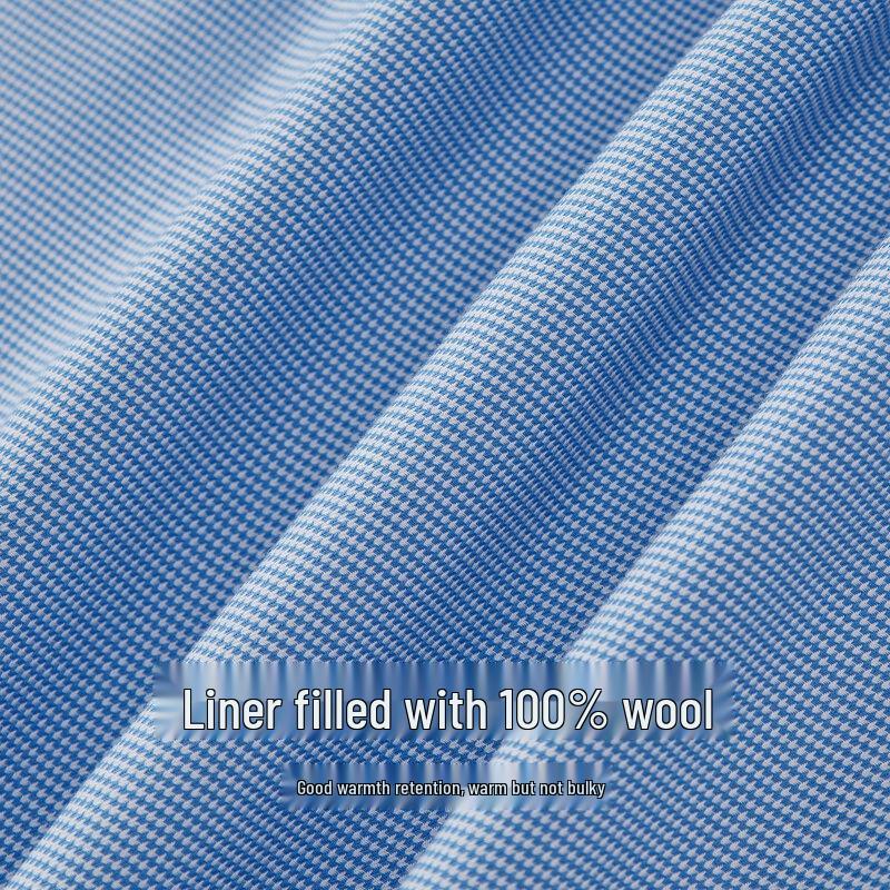 Shanshan Men's 100% Wool Lined Thickened Long-Sleeve Business Casual Shirt