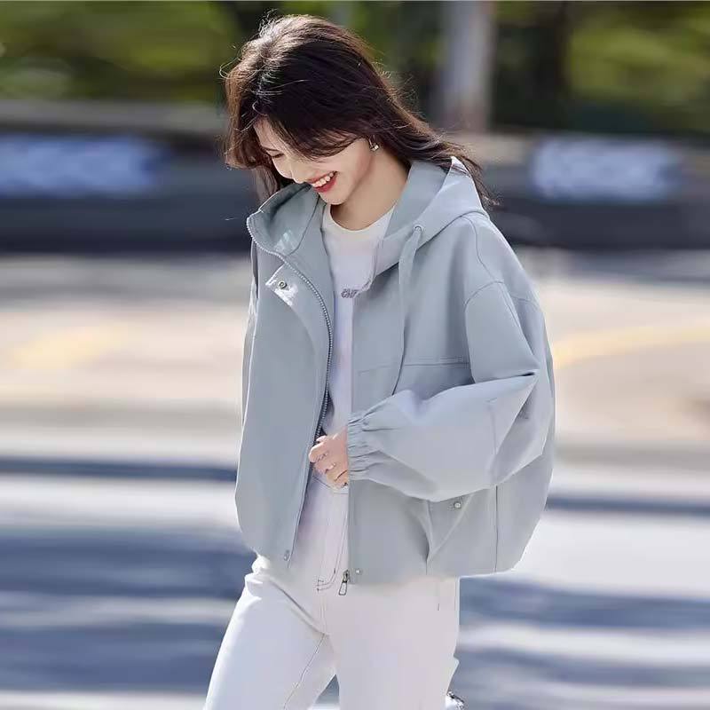 Windbreaker, Windbreaker, Loose, Youthful, Petite, Spring and Autumn Hooded, Versatile Jacket, Casual Workwear Top, Coat