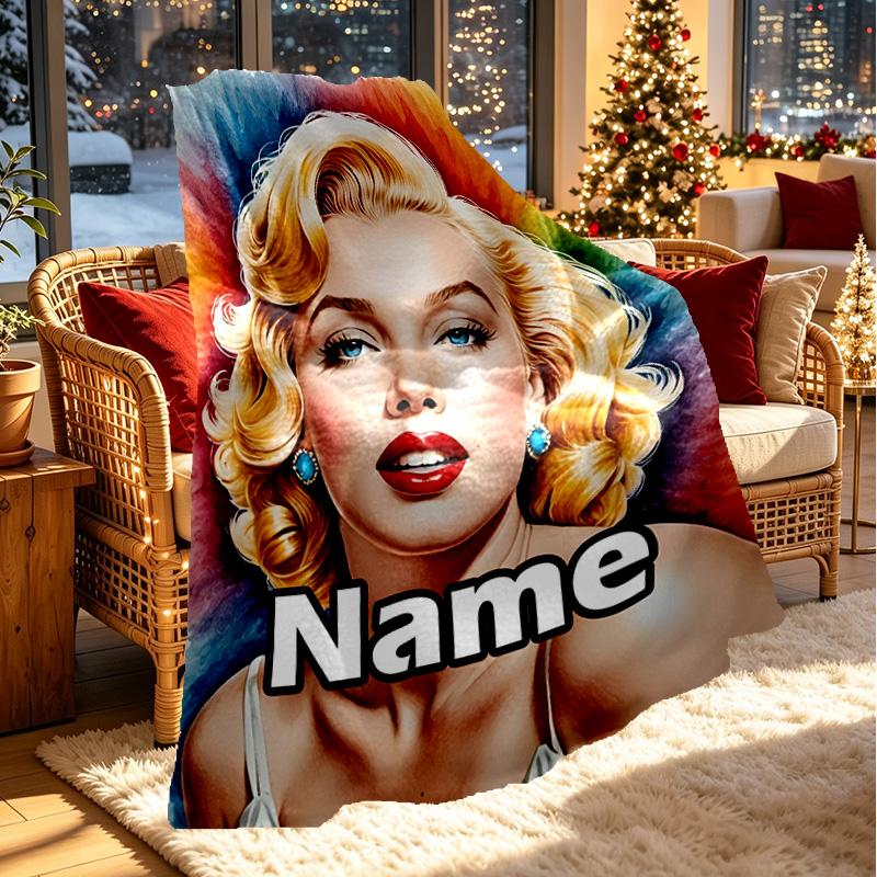 Custom Name Personalized Marilyn Monroe Print Blanket, Home Decor, Bedroom, Sofa, Camping, Couch, Gifts for Birthday ChristmasEnthusiasts