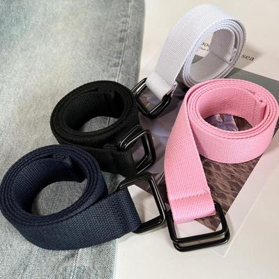 Unisex Double Buckle Canvas Belt for Jeans and Overalls - Trendy Military Style