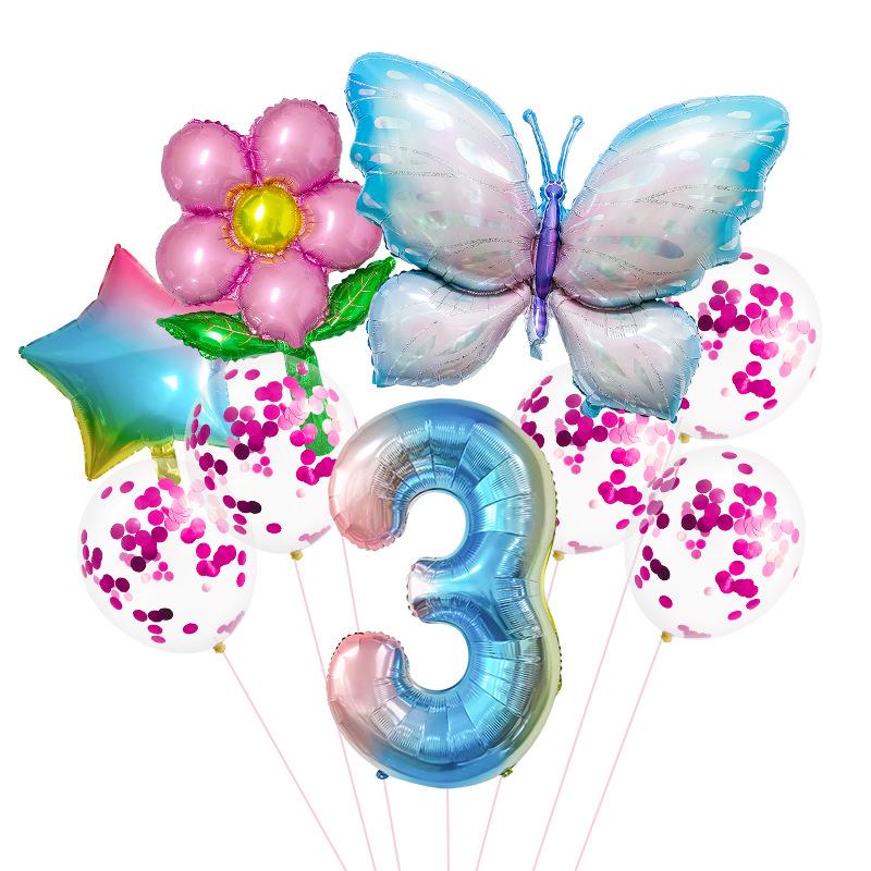 Butterfly Digital Balloon Birthday Party Aluminum Film Balloon Set Party Scene Decoration Props