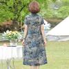 Elegant Vintage Chinese Style Silk Dress for Mature Women