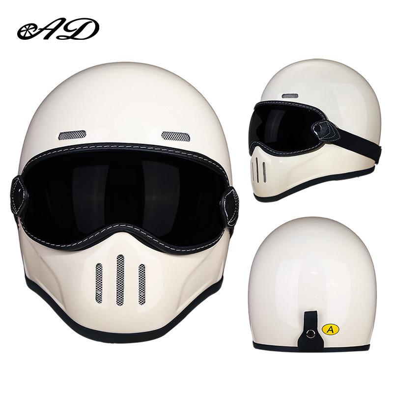 AD Fiberglass Retro Full Face Motorcycle Helmet for Men and Women