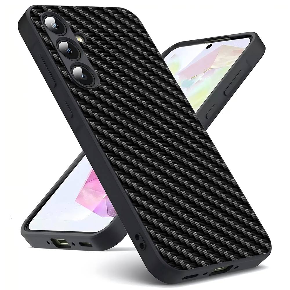 Motif fibre de carbone pour Samsung Galaxy S24 S23 Ultra S22 S21 Plus S20 Noir Coque de protection souple en silicone