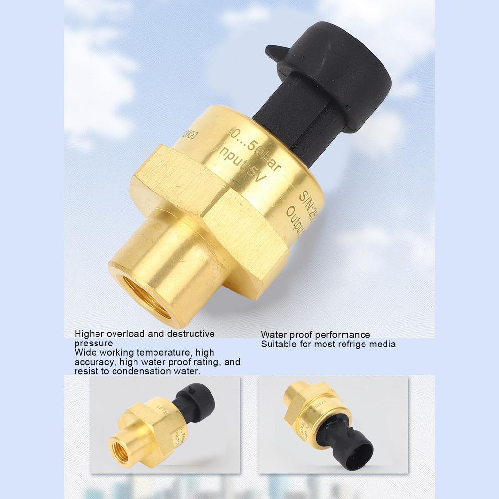 Air Conditioning Refrigeration Pressure Transmitter 0 To 50 Bar IP67 Brass AC Refrigeration Pressure Transducer 4.75-5.25V DC