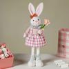 Easter Standing Plush Bunny Lifelike Adorned Easter Standing Bunny with Stretchable Legs for Home Decoration Pink