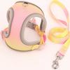 With Reflective Strap Dog Chest Back Dog Leash Gradient Color Dog Walking Leash  Puppy
