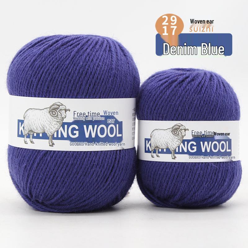 Wool Yarn Hand-Knitted Sweater Scarf Hat - Pure Color Four-Strand Yarn Ball