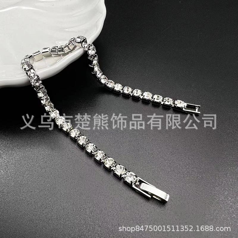 Diamond Elastic Bracelet Hip Hop Bracelet Single Row Diamond Bracelet with Simple and Versatile Style Diamond Bracelet Jewelry Zircon Bracelet