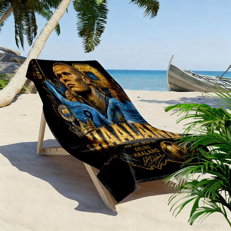 Haaland'S Norwegen Fußball Ruhm Strandtuch Strand Outdoor Camping Schnelltrocknendes Badetuch Küste Schwimmen Reise Und Urlaubs Handtücher Strandtuch