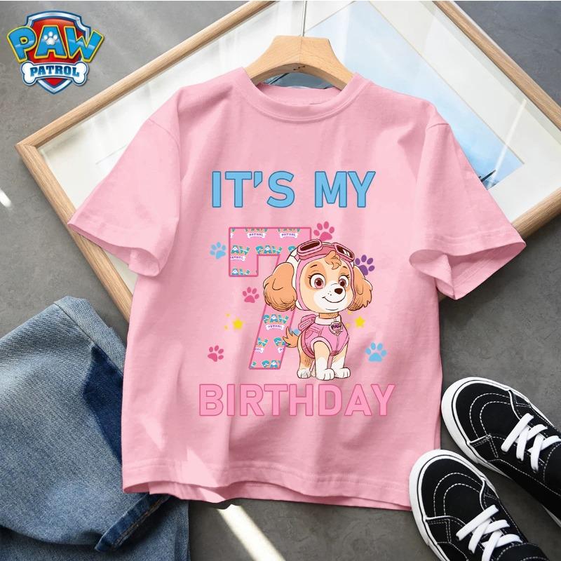 Cartoon Paw Patrol Children's Clothing Pullover Sweatshirt Girl Skin-friendly Breathable Pink T-shirt Birthday Gift