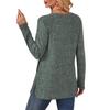 Women Tunic Tops Round Neck Long Sleeve Knit Tops with Side Pockets Solid Color Casual Striped Blouse