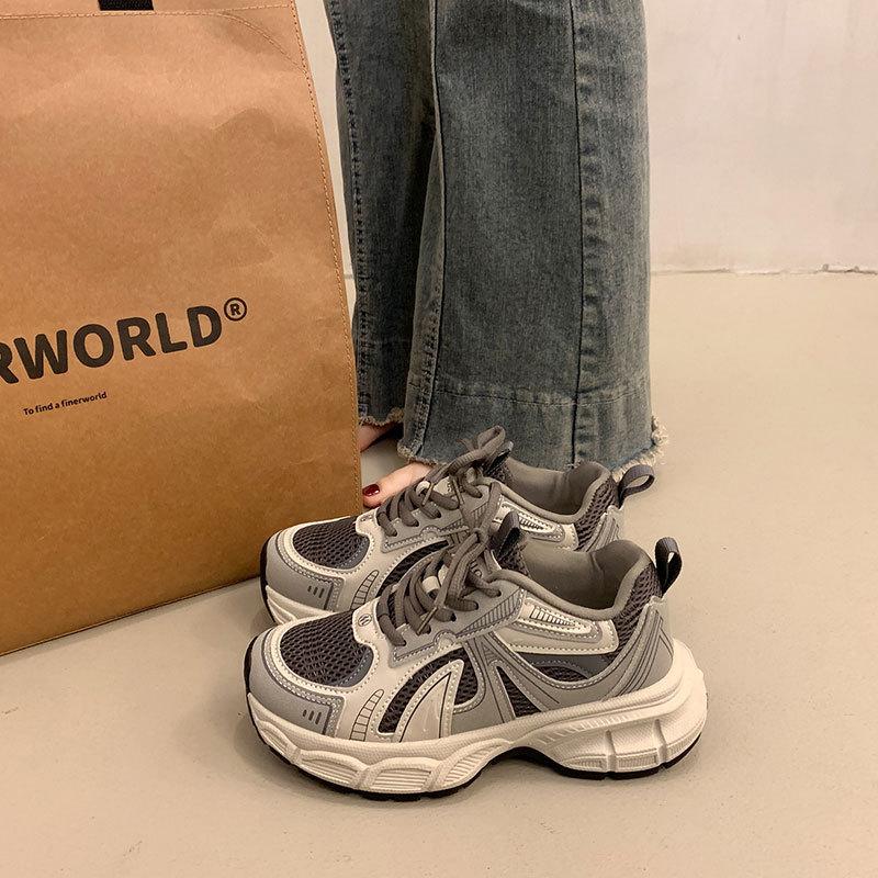 

Thick-soled heightening dad shoes women s spring and autumn new little white shoes casual sports shoes 40 сірий колір