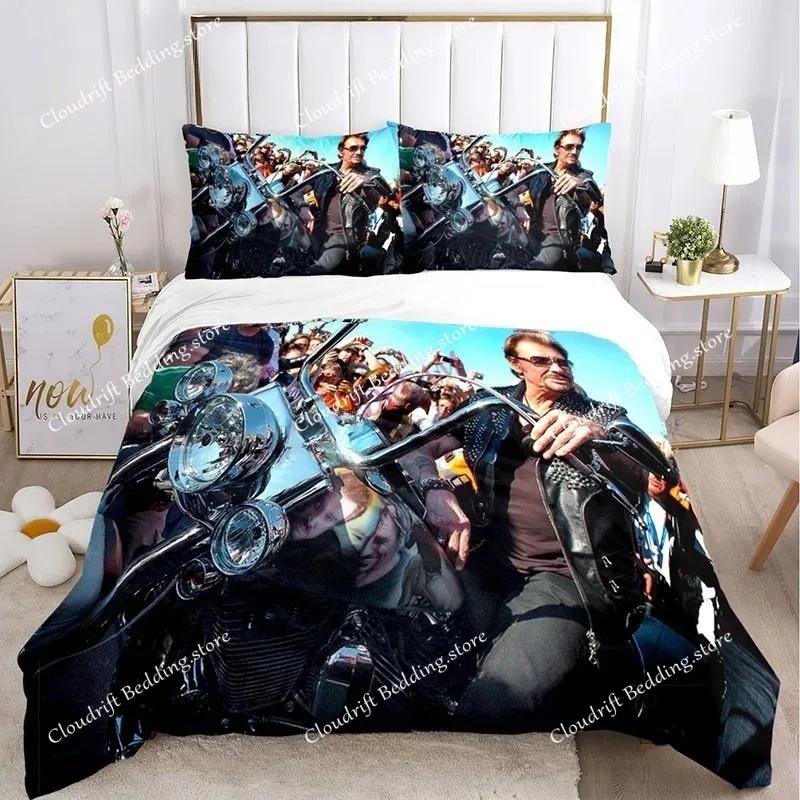 Bettbezug Rock Star Johnny Hallyday 3D Exquisiter Digitaldruck Bettwäsche-Set Bettdecke Bett Jugend Heimdeko Erwachsener Jungen Geschenk