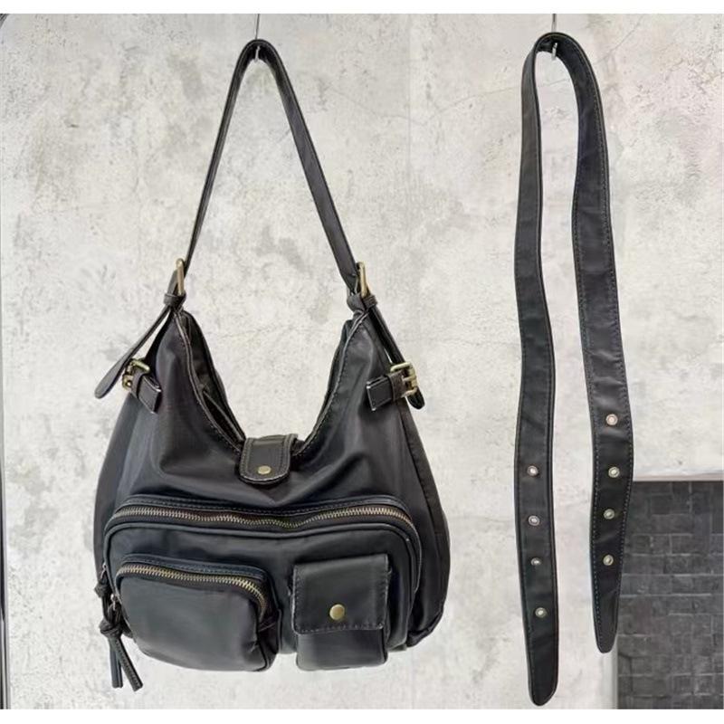 Ladies Washed Y2K Spice Girl Locomotive Bag Multi-Pocket Japanese And Korean Trend Shoulder Bag