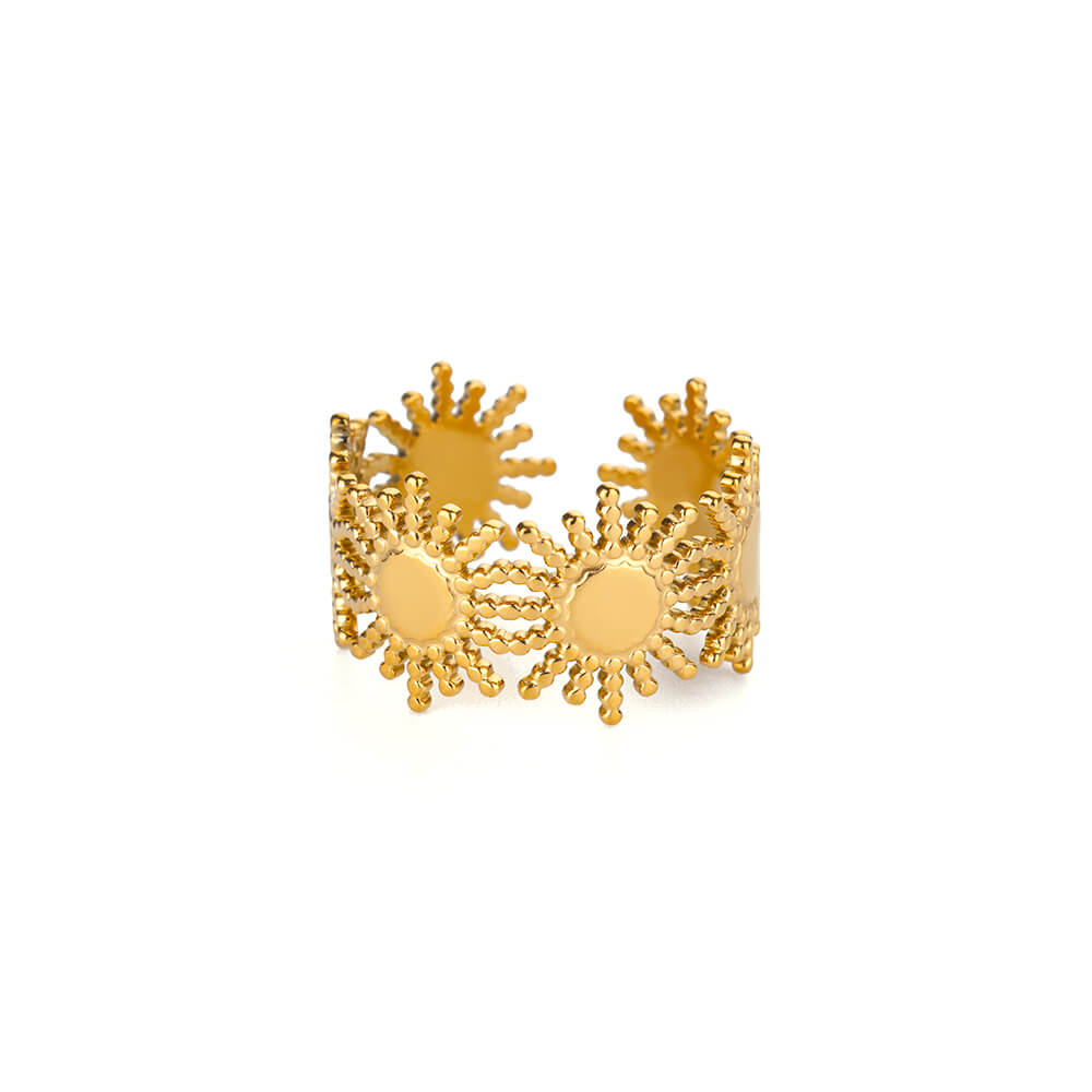 Vintage Sun Rings For Women Gold Stainless Steel Sun Ring Wedding Couple Aesthetic Fashion Wedding Christmas Jewelry Gift