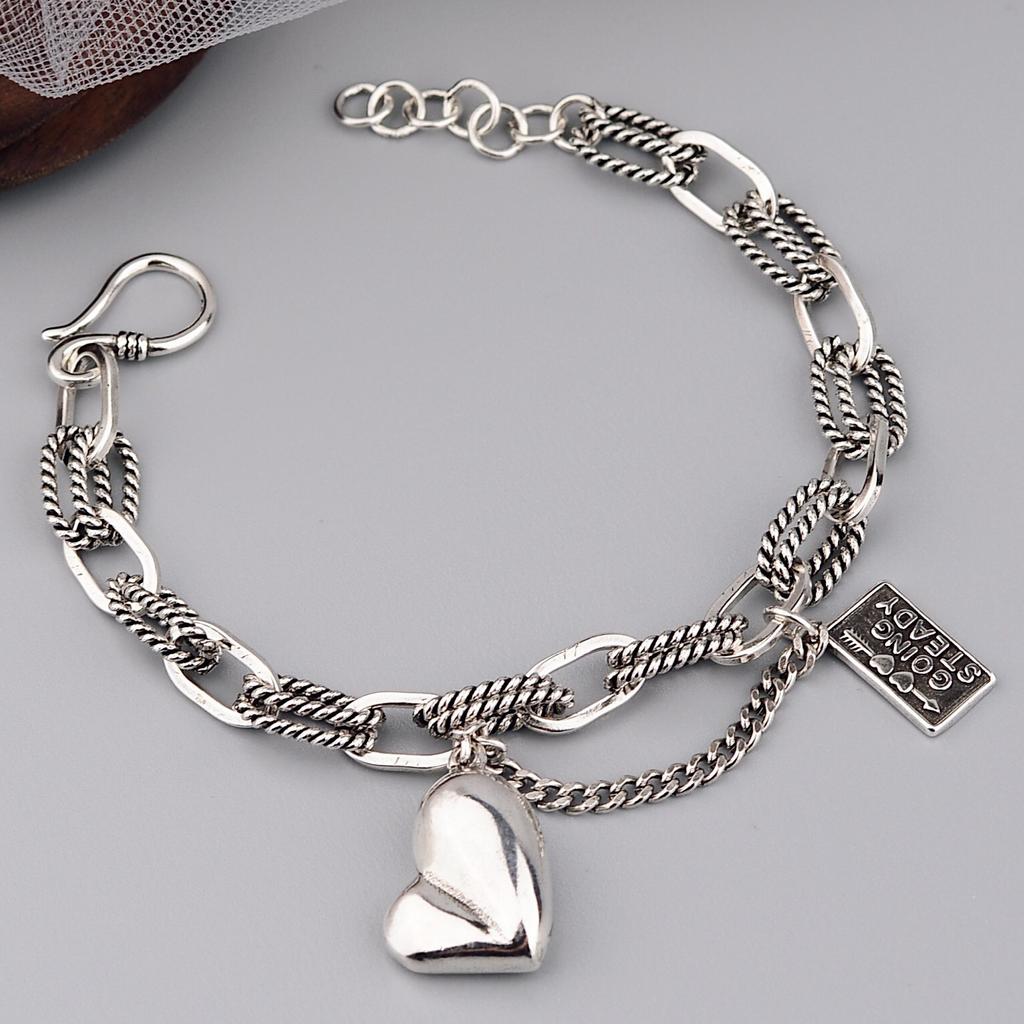 PANJBJ 925 Sterling Silver Feather Adjustable Couple Bangle Gothic Punk Design Women Jewelry Gift Lucky Bracelet Dropshipping