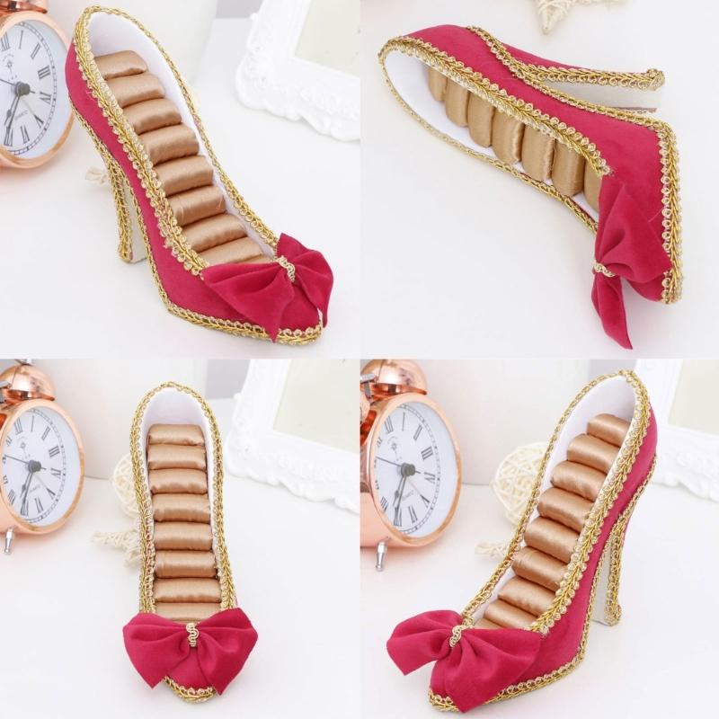 Sparkling Shoe Shape Jewelry Holder Stand with Multiple Storage Compartments Suitable for Earrings Rings and Necklaces