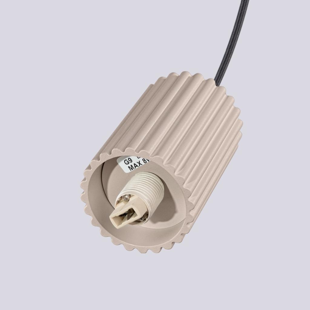 Lampa Wisząca Nowoczesna Okrągła Potrójna Taupe Ryflowana Szklane Białe Kule Do Salonu Jadalni Nad Stół 3Xg9 8W Halo Sollux Lighting