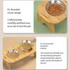 Wooden Stand Holder Elevated Cat Bowls Stainless Steel Bowl Dog Feeder Dish  Small Pets