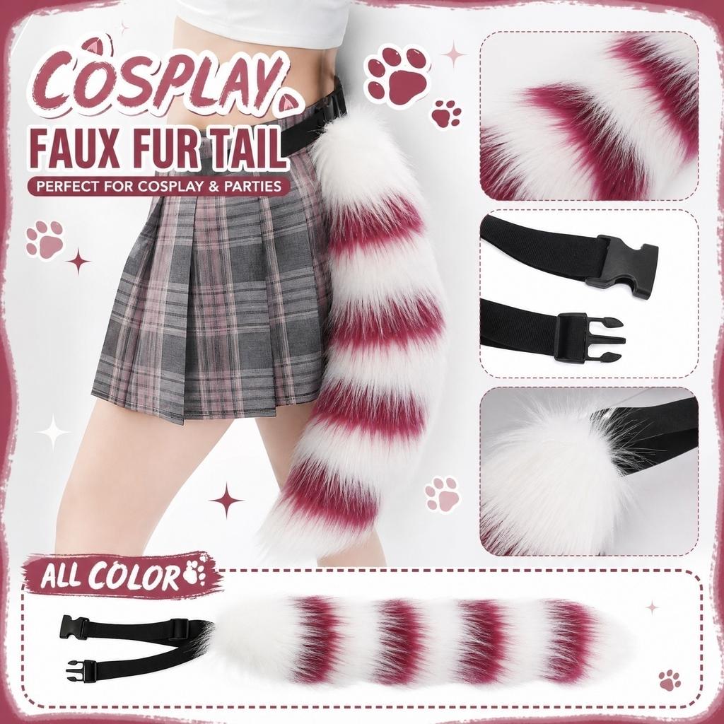 Plush Furry Animal Tail Costume Accessory for Halloween Party