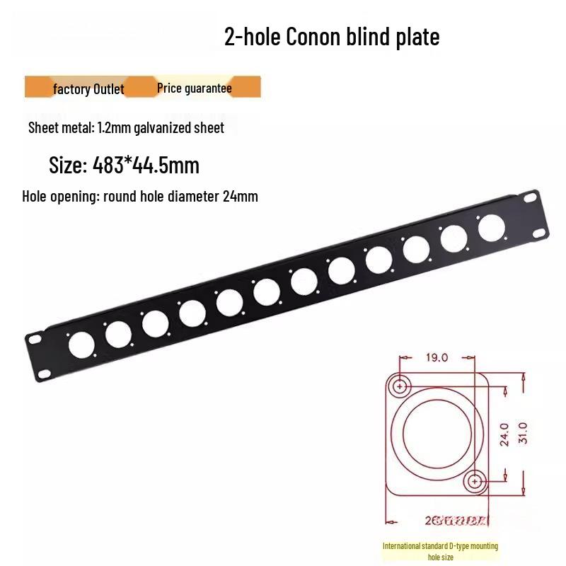 19-Inch 1U/2U Audio Rack Flight Case with Blank Panel, Cannon Rack, and Hole Plug.