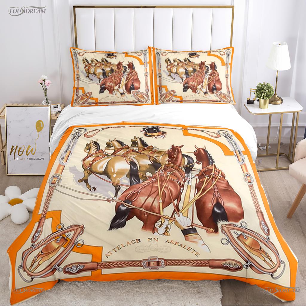 Persia Galoping Horse Al Season Duvet High-End Premium Cover Beding Sets Soft Comfortable Quilt Cover plus Pilowcases Ten Single/Double/Quen/King
