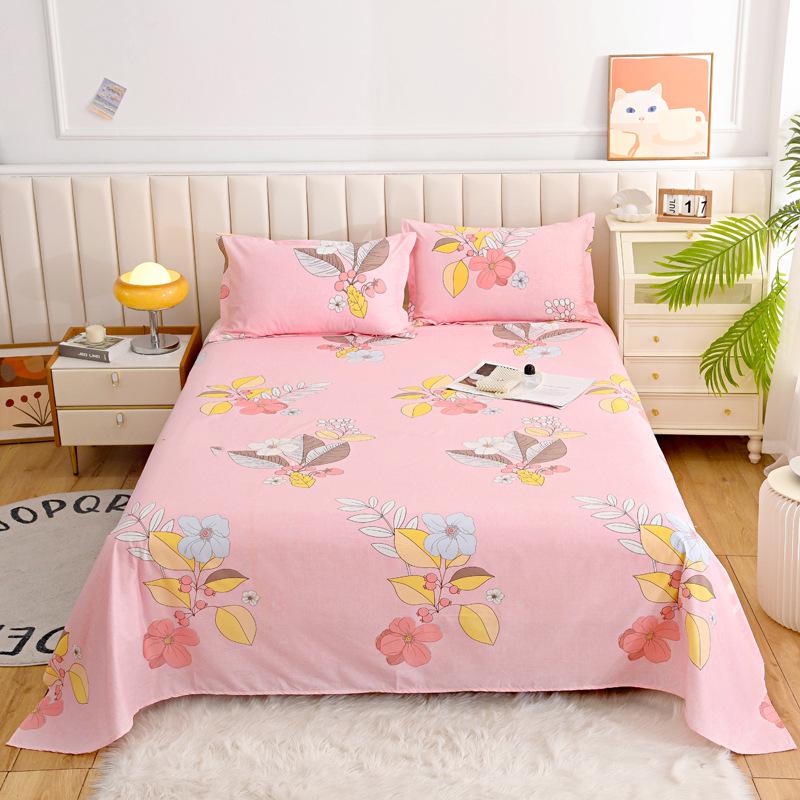 Double Person Cotton Bed Sheet for Summer - Skin-friendly, Student Dormitory Bedding