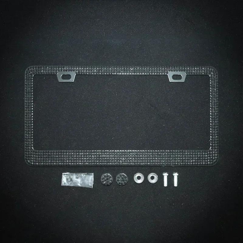 1/2pcs Bling Crystal License Plate Frame Luxury Car Frame Plate with Button Diamond Car License Plate Frame Cover for Women