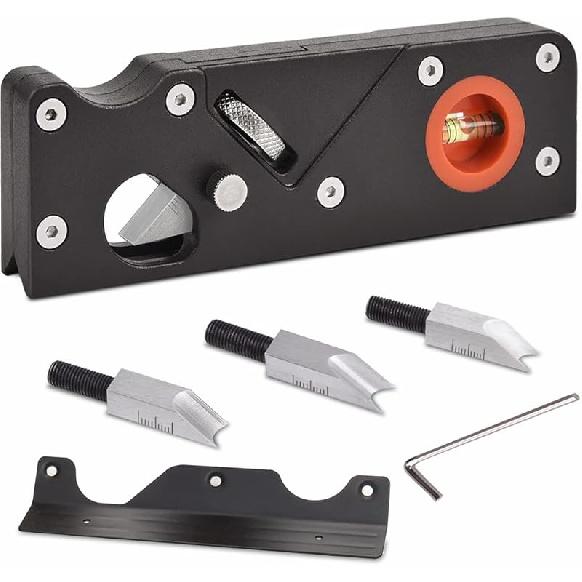 Chamfer Plane-Woodworking Edge Corner Plane with Auxiliary Locator, Hand Plane Suitable for Quick Edge Trimming of Wood (W/7cuters)