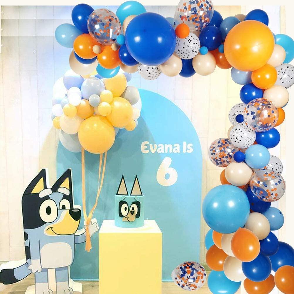 Bruiloft Verjaardag Babyborrel Geslachtsonthulling Decoraties Stofblauw Wit Ballonnenboog Slingerset