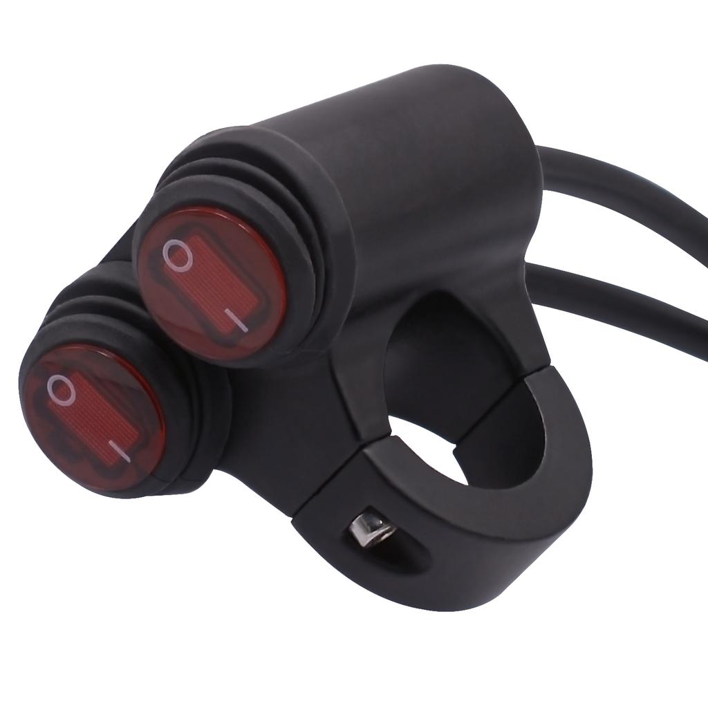 Motocyklové světlomety na řídítka, dvojitý blikající spínač pro 7/8'' 22mm řídítka, upravené vodotěsné s kontrolkou, hliníková slitina