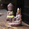 1pc Ceramic Waterfall Incense Burner Cute Monk Backflow Incense Burner Bodhisattva Buddha Burner Home Decor (Without Incense)