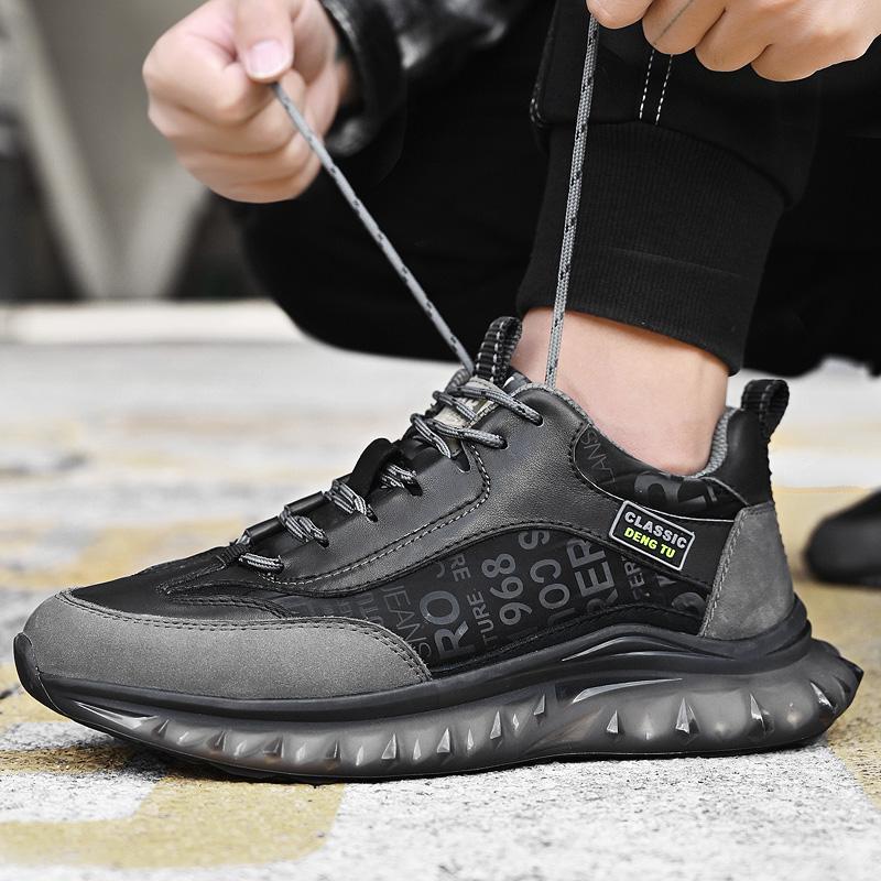 Men's Genuine Leather Running Shoes Outdoor Casual Sports Comfortable Durable Lace Up Design Suitable Outdoor Sports Daily Wear