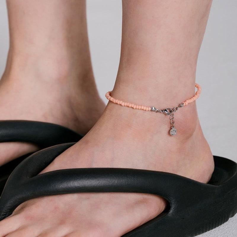 BICYCLE TROPHY Pickman Daily Beads Anklet 02 (PEACH / 3mm Miyuki Beads)