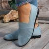 Fashion women's summer shoes large size single shoes 2025 new round head flat bottom comfortable lightweight breathable knitted shoes women's shoes