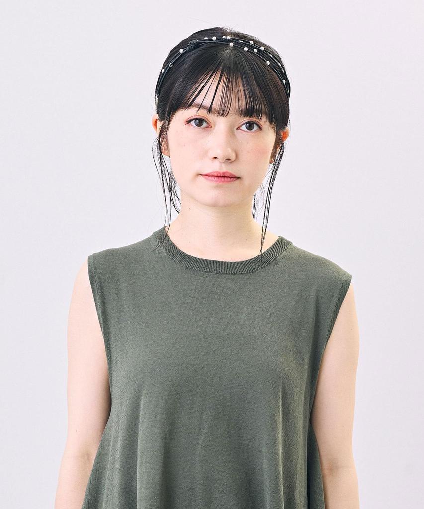 Kashira Daily Classic Pearl One Size Headband, Casual, Spring/Summer, Cotton, SHK01210, Brown,