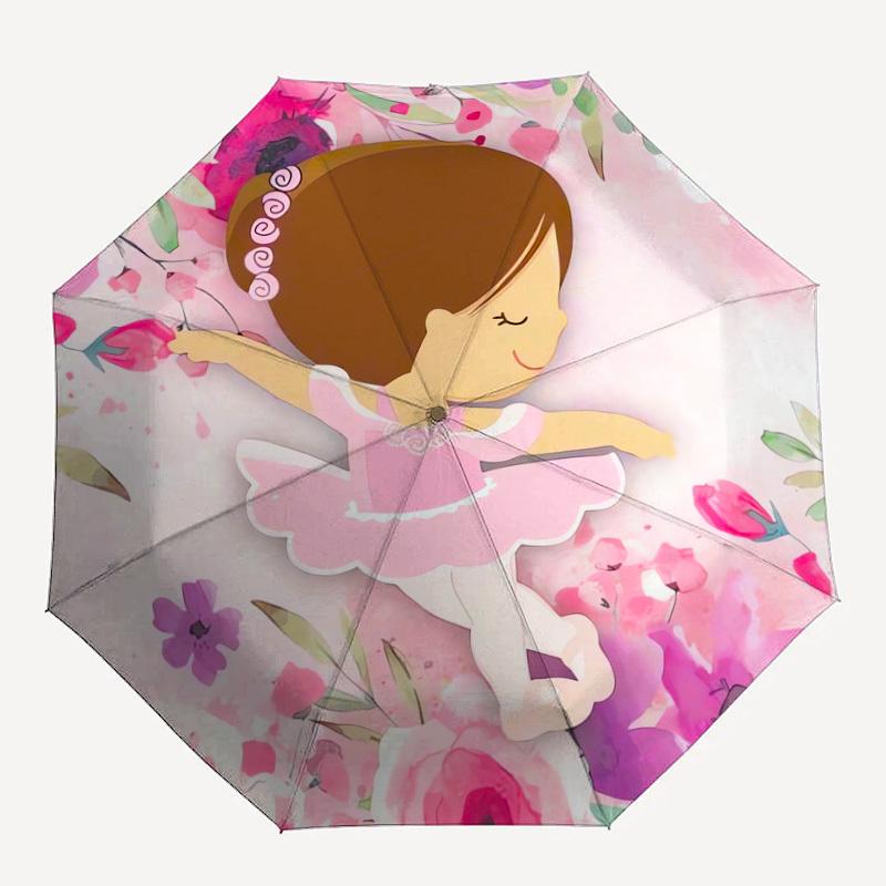 

1PC BallerinaFloral Pattern Small Travel Compact Windproof Umbrella, Automatic Folding Umbrella, Automatic Open/Close ,Gift-68