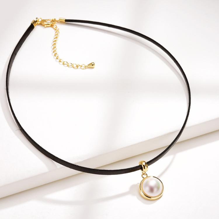 

Элегантный черный чокер с искусственным жемчугом - Модное женское короткое ожерелье на ключицу золотой