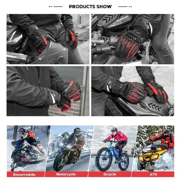 KEMiMOTO Zimní motocyklové rukavice CE Ochranné Černé Guantes Moto Invierno Teplé Rukavice pro dotykovou obrazovku Vodotěsné Větruodolné
